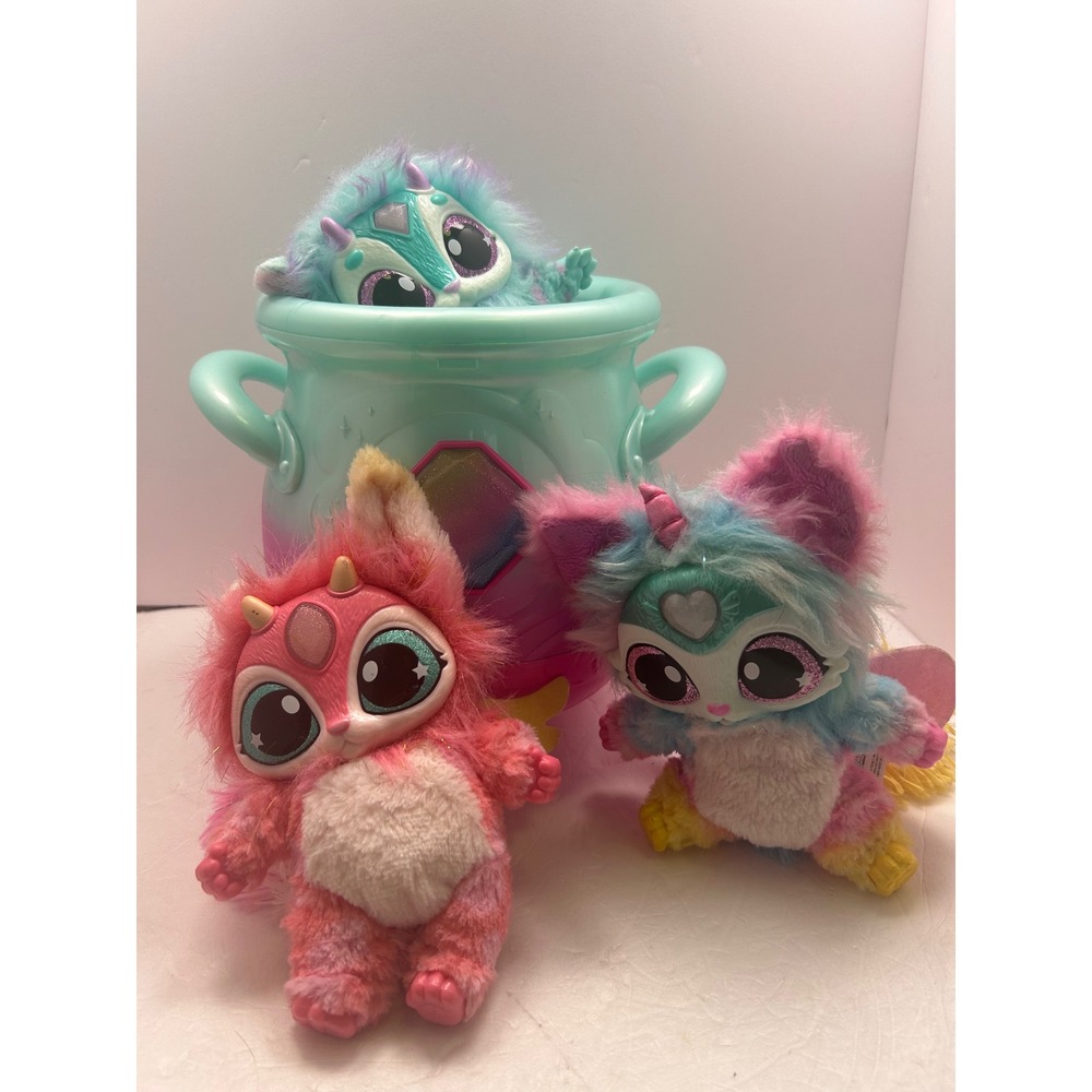 Magic Mixies Magic Cauldron with 3 Interactive Plush Creatures Pink Blue Teal